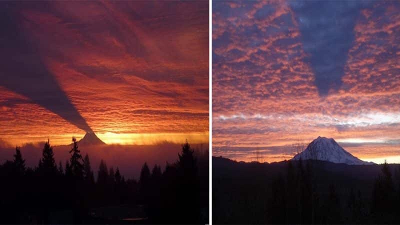The Enchanting Sight: Mount Rainier’s Shadow Dancing on the Clouds