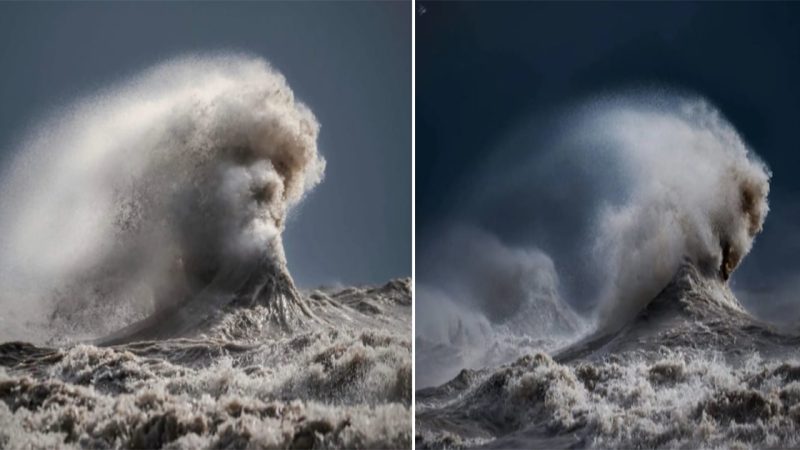 Photographer Seizes Breathtaking Moment as Wave Mimics the Uncanny Visage of a Human Face