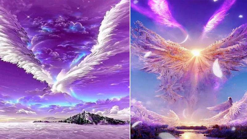 The painting is a true masterpiece, portraying a breathtaking sky with a fascinating array of colors resembling the majestic wings of a phoenix.