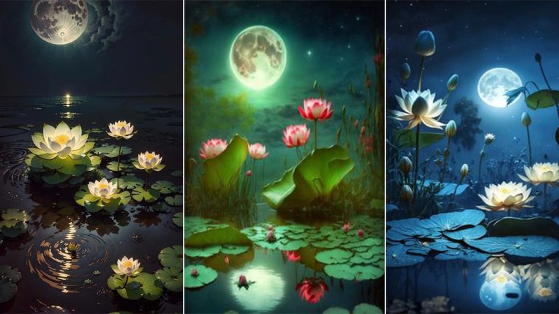 Moonlit Splendor: The Radiant Beauty of the Lotus Garden