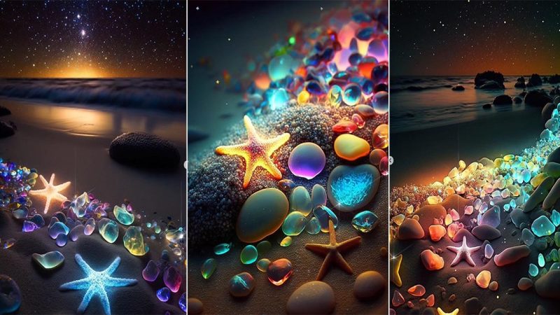 Lost in a Coral Reef: Vibrant Colors Amidst the Night Beach