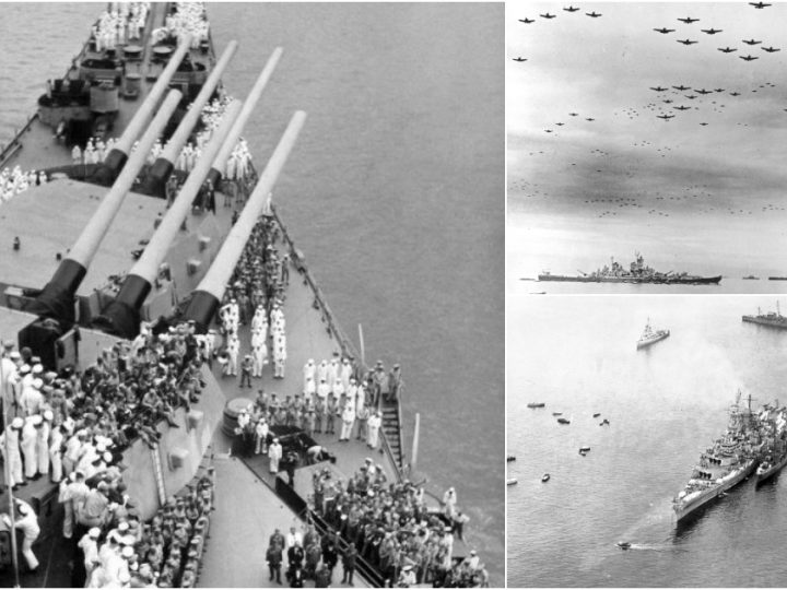 American Aircraft Soar Over USS Missouri During Japan’s V-J Day Surrender, September 2, 1945