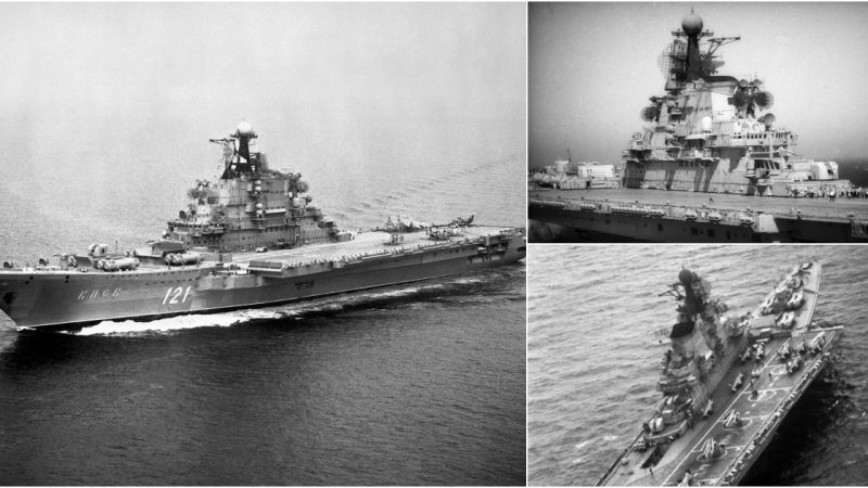 Soviet Aircraft Carrier Kiev on the Move in 1985: VTOL Fighters, ASW Helicopters, and Cruise Missiles Aboard