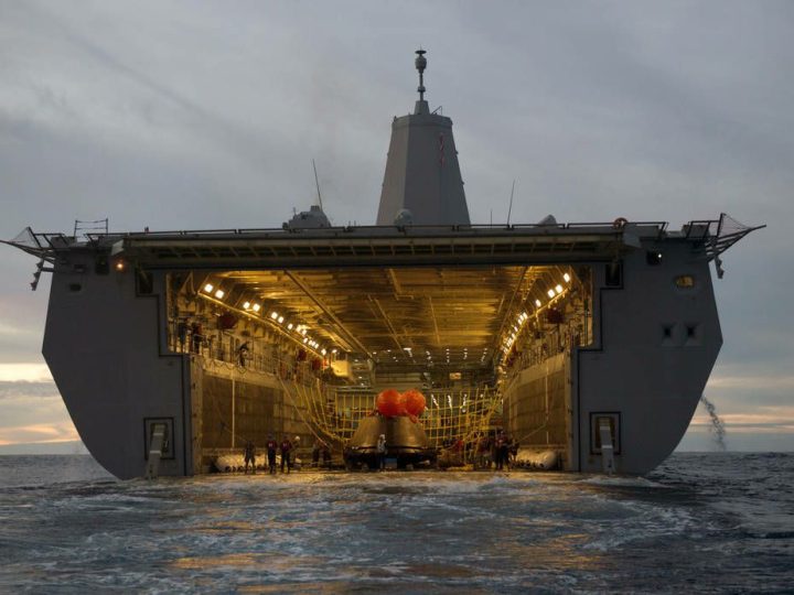 Orion Spacecraft Recovered in USS Anchorage Well Deck, December 5, 2014